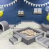 Pehmete mänguklotside komplekt XL IGLU Party, hall / valge