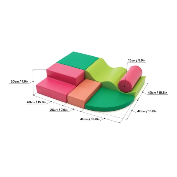 Pehmed mänguklotsid IGLU Explorer – roosa / roheline