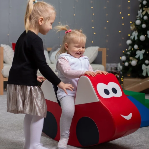 Pehme pealeistutav auto kiikumiseks IGLU, punane