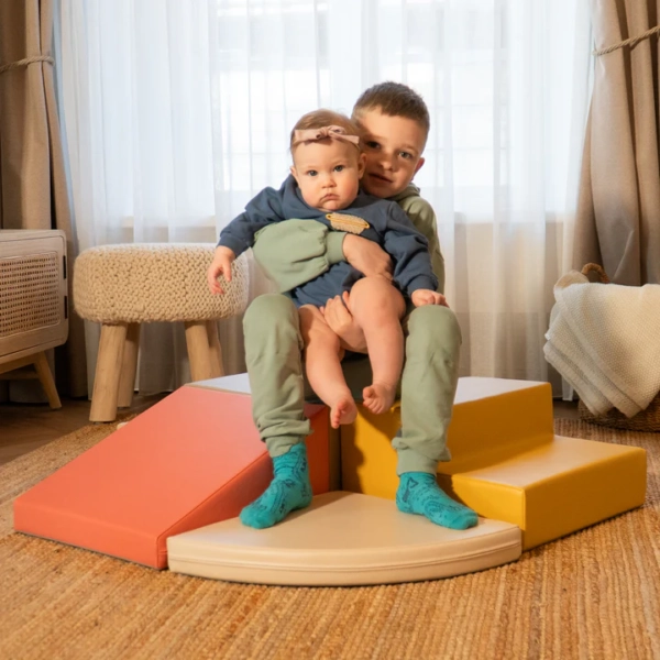 Pehmed mänguklotsid 5tk IGLU Corner Climber – pastelne roosa