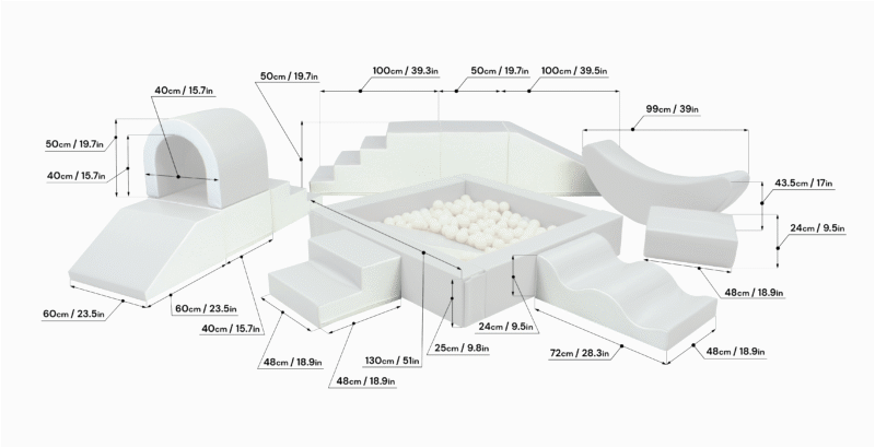 Pehmete mänguklotside komplekt XL IGLU Party - valge